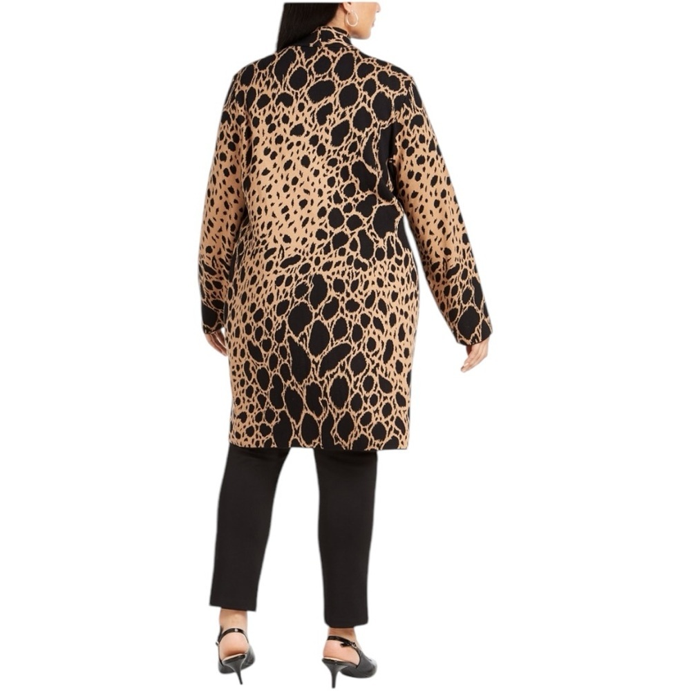 Alfani Black and Tan Animal Print Long Cardigan, 3X - Picture 4 of 9